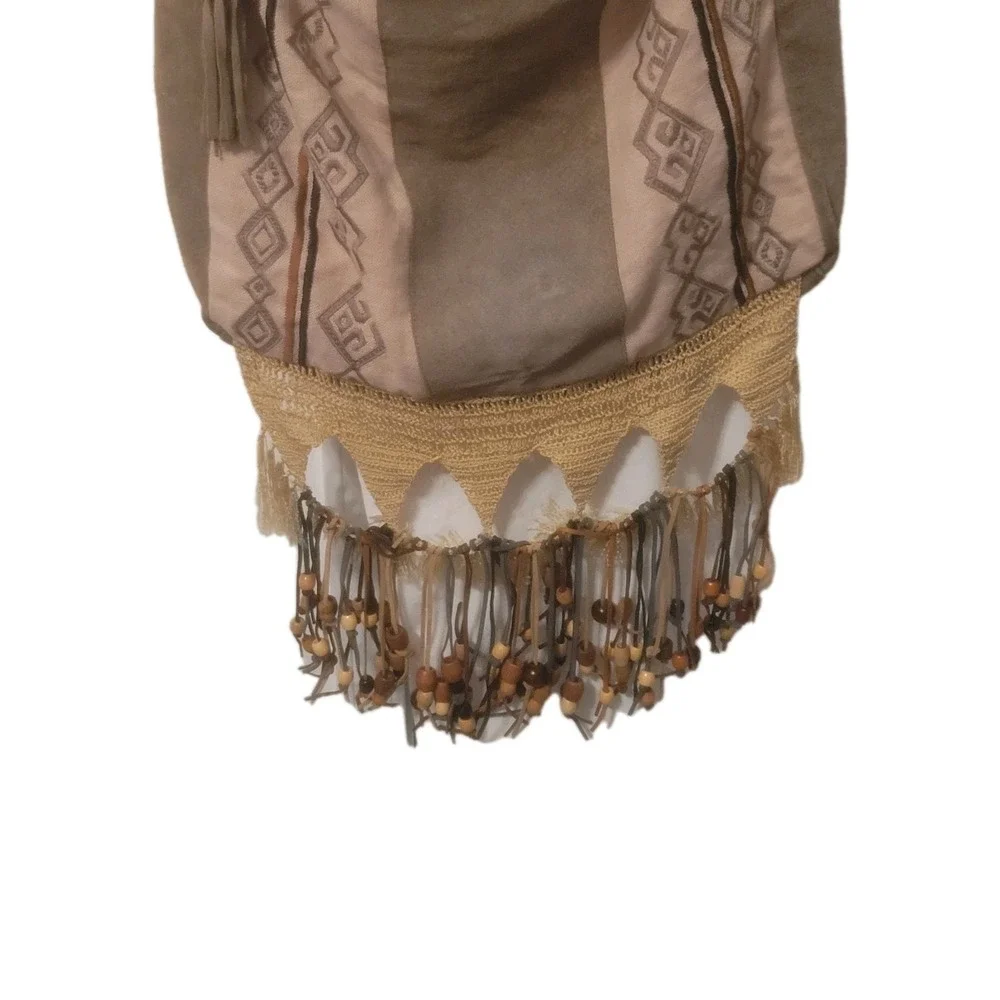 Vintage Free People Oversized‎ Light My Fire Fringe/Beaded Suede Boho Bag**ink**